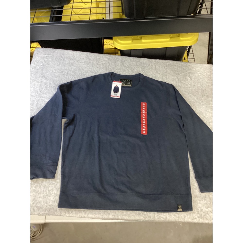 Jachs NY Ultra Soft Crew‎ Navy Blue Ribbed Sweatshirt Mens XL New With Tags